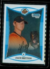 2008 Bowman Chrome Prospects Baseball Card BCP168 ZACH BRITTON Baltimore Orioles