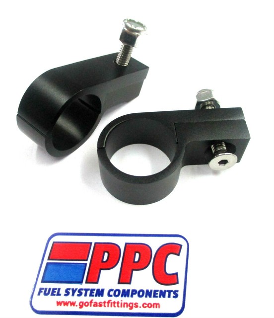 P Clamp line mounting clamp 1/2 in ID Polished Matte Black Billet Alum