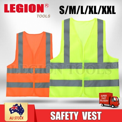 Safety Vest Reflective Tape Yellow Orange Day Workware | eBay Australia