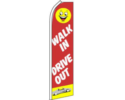 2 Pack Walk In Drive Out Red / White Swooper Super Feather Advertising Flag
