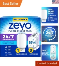 All-in-One Flying Insect Trap with 3 Cartridges - Attractive and Effective