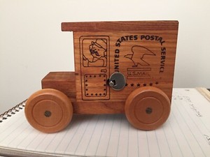 1986 USPS Musical Wooden Truck Bank by Logomobile Collectible 