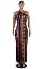 USA Women Sleeveless Summer Print Sexy Boho  Casual Long Maxi Dress #L4