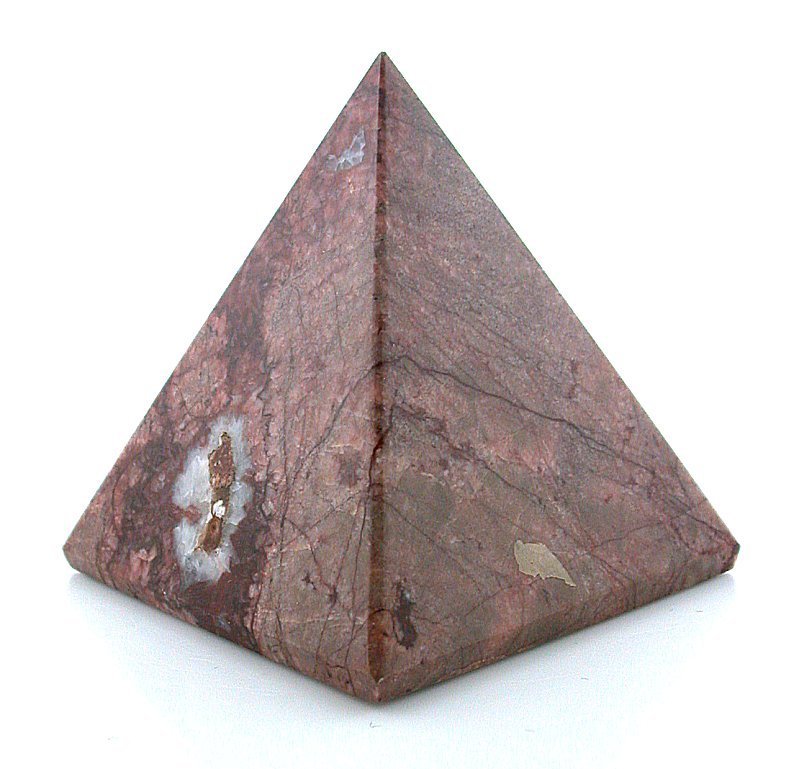1 4/5 Inch x 2 Inch Natural Banded Pink Red Jasper Pyramid Gem