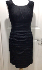 COAST Women Black Layered Cocktail Occasion Ruched Party Dress UK 12 EUR 40 US 8