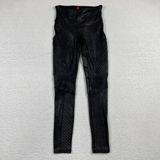 Spanx Leggings Womens Small Black Faux Leather Moto Career Casual Everyday Pant