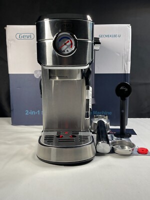 Gevi GECME418E-U Silver 2 In 1 Corded Electric Smart Espresso Coffee Machine