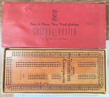 Drueke Once-A-Round 3 Track Cribbage Board Cribbagemaster Model 1950 Box/Pegs