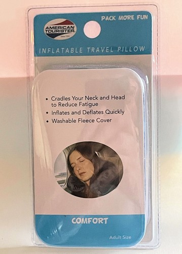 Inflatable Neck Travel Pillow American Tourister Adult Size Washable NEW Sealed - Picture 1 of 3