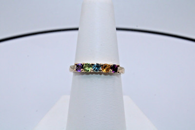 Vintage Kohls Ring 10kt Gold Multi-Edelstein mit Original Etikett
