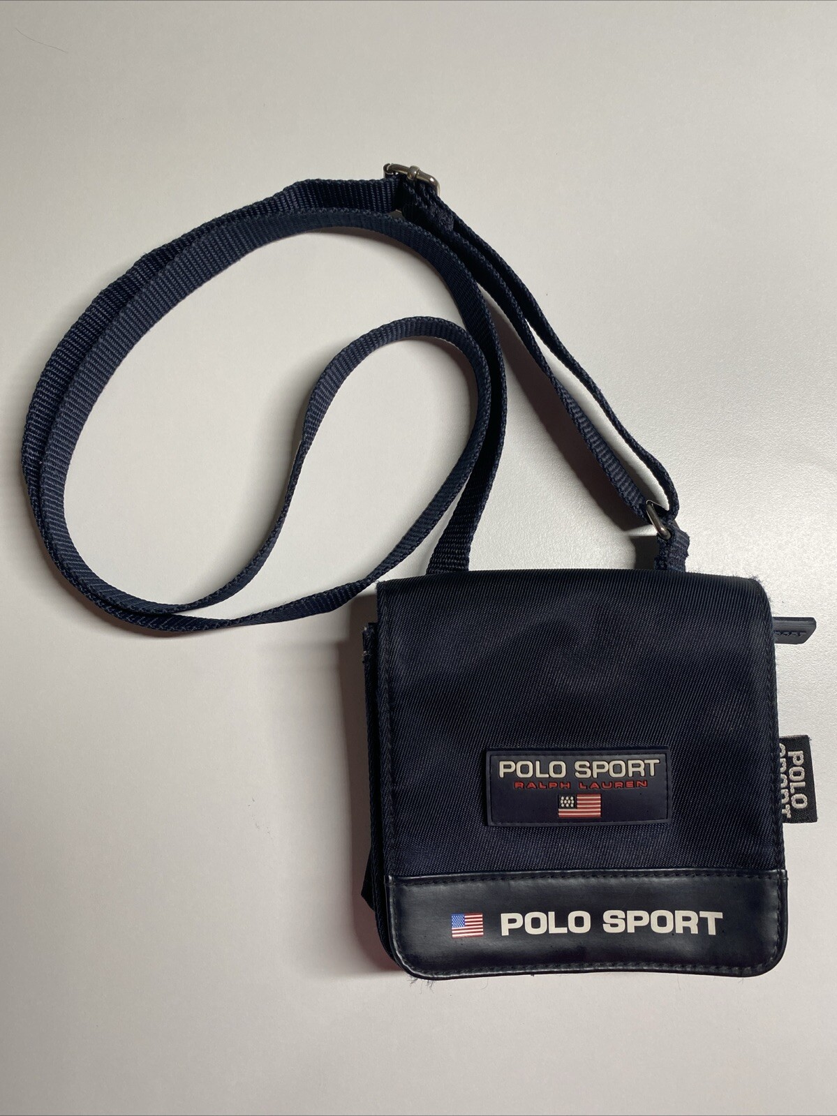 Vintage Polo Sport Ralph Lauren Mini Blue Crossbody Wallet Bag 5”x5”