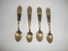 Set of 4 Vintage Thailand Miniature Spoons with Demitasse