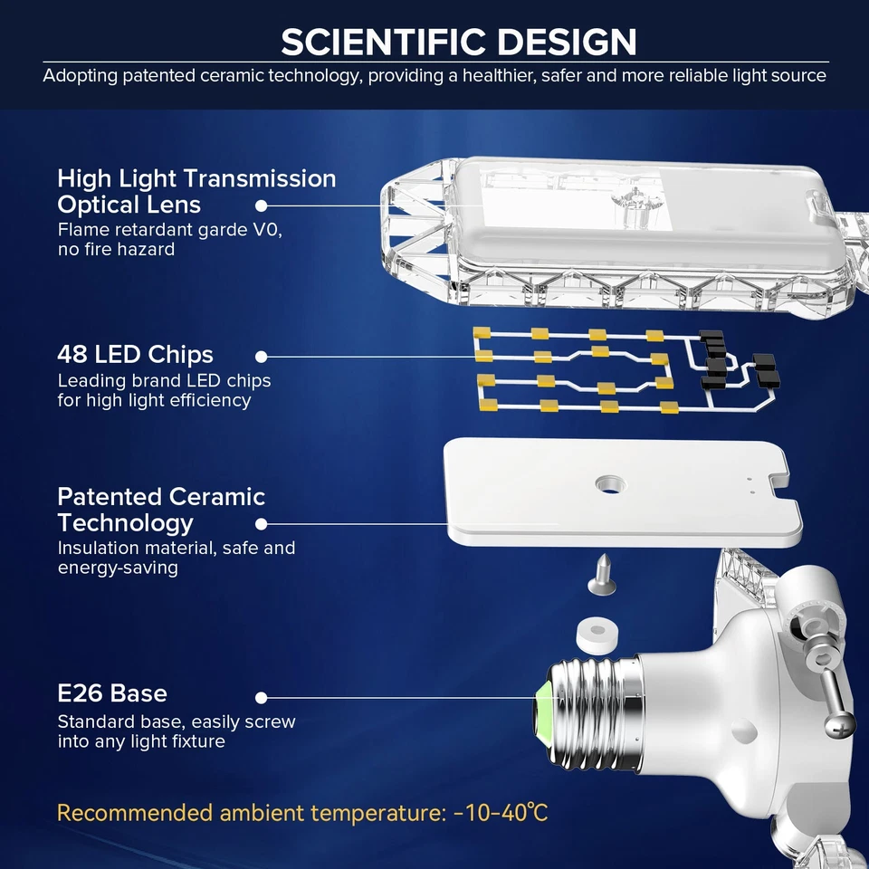 Luz LED de garaje 3300LM 3 paneles ajustables 30W = 300W accesorio de techo deformable Foto 4 de 4