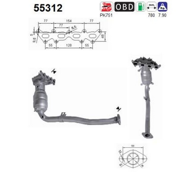 66 KW 90 CV CATALIZZATORE PER Fiat Stilo Multi Wagon 192 1.4 16V