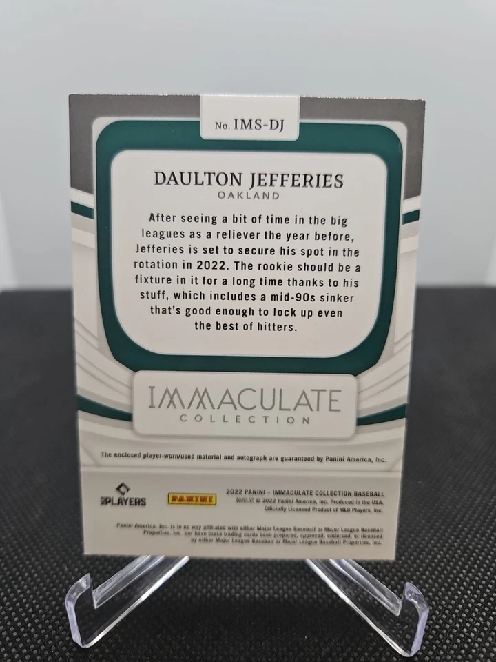 2022 Panini Immaculate Dauton Jefferies Auto Button Relic /10 - Image 2 of 3