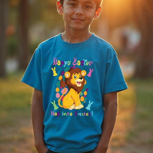 Boys Girls Lion Happy Easter T-Shirt Tee Festival Holiday Celebration Outfit#ED - Imagen 12 de 29