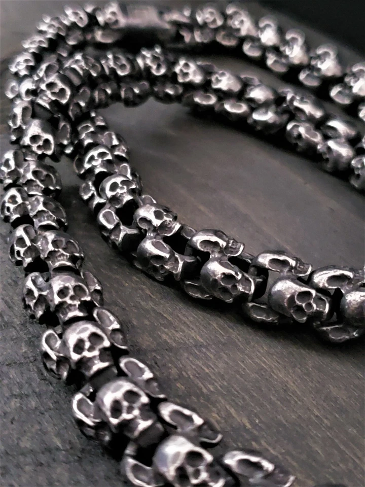Blackstatic - Collar de eslabones de calavera 26" con caja de regalo de metal - Acero inoxidable 316L Foto 4 de 4