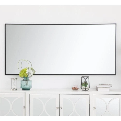 Elegant Decor Eternity 60" x 30" Contemporary Metal Frame Mirror in Black - Picture 8 of 12