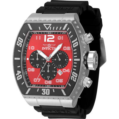 Invicta Men's Watch Pro Diver Chronograph Red, Black Dial Silicone