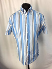 Tommy Hilfiger Striped Short Sleeved Shirt Smart Casual Summer Blue Large C4769