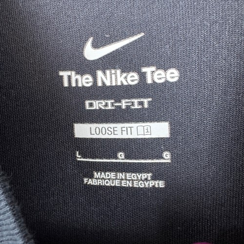 THE NIKE TEE Dri Fit Black T Shirt W/ White Lined Curly Hems / Size Girl's Large - Picture 4 of 10