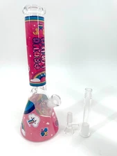 11" Cute Cartoon Cloud Flowers Glass Bongs  Filter 14mm Bowl Bubbler Best Gifts