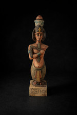Rare Ancient Egyptian King Akhenaten Statue Handcrafted Painted Stone Pharaonic