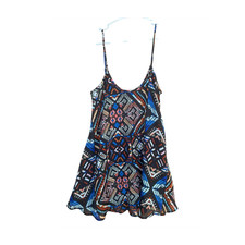 Show Me Your MuMu Bella Multicolor Geometric Chiffon V-Neck Mini Dress XS