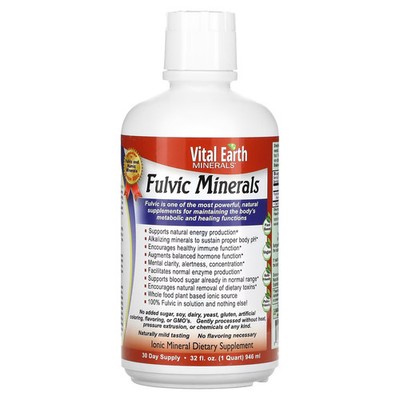 2 X  Vital Earth Minerals, Fulvic Minerals, 180 mg, 32 fl oz (946 ml)