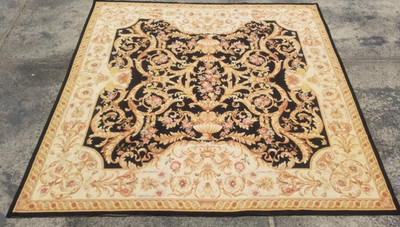 Vintage Französischer Blumen Nadelspitze Handarbeit Mehrfarbig Teppich Wollteppich 234x232 cm