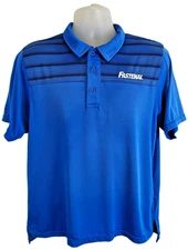 Fastenal Blue/Black Polo Work Shirt Large 21" Chest 27" Length