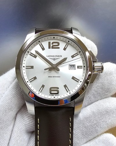 Longines Conquest 43mm Brown Leather Band Mens Watch L3.760.4.76.5