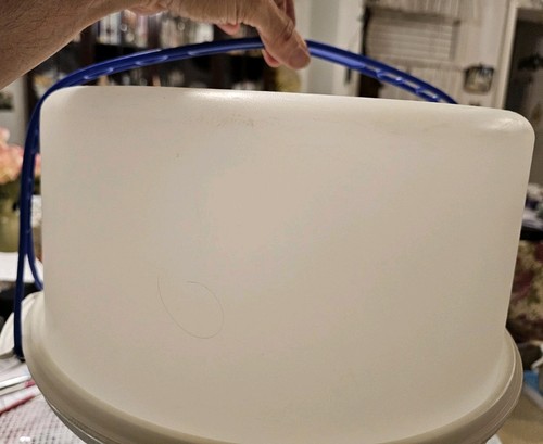 Porta torte Tupperware vintage bianco con manico / ottime condizioni! 12" X 7"
