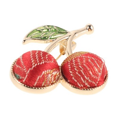 Vintage Brooches: Coat Brooch for Women - Modern Fabric Cherry Lapel Pin