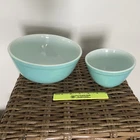 Pyrex Vintage Nesting Mixing Bowls Set Teal #403: 2-1/2 WT & #401: 1 1/2 PT