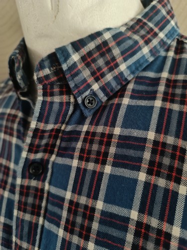 Next Slim Fit Long Sleeve Plaid Shirt - Blue, Red & White Check - Size XL