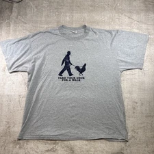 Vintage Anchor Blue Funny Meme T-Shirt “Take Your Cock For A Walk” Gray XL