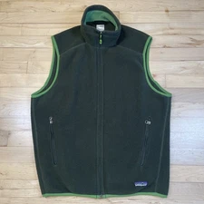 Patagonia Synchilla Fleece Vest Full Zip Vtg 90s Outdoor Men's Med. Forest Green