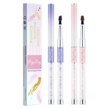 2PCS Nail Art Clean Up Brushes - Flat/Angled Nail Brushes for Cleaning Polish Mi