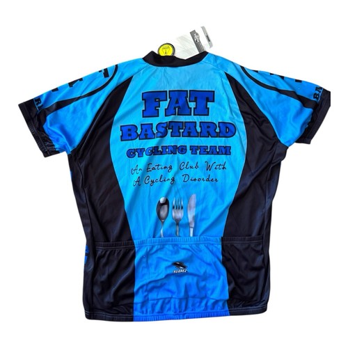 Maglia Fat Bastard Cycling Team Uomo 5 XL Austin Powers Blu Nero Cerniere Nuova con etichette - Foto 2 di 19
