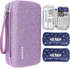 Insulin Cooler Travel Case,EVA Insulation Travel Medicine Kit with 2 Purple