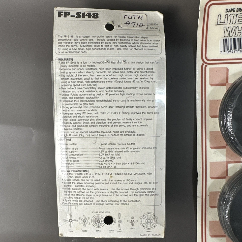 FUTABA SERVO FP-S148 RUGGED LOW PROFILE NEW + Lite Flite Wheels - Image 4 of 4