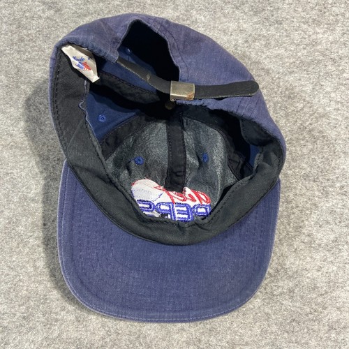 Vintage 90s Diet Pepsi Baseball Cap Navy Leather Strap Made in USA Embroidered - Picture 5 of 8