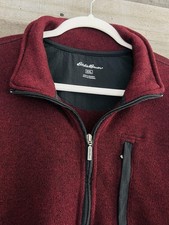 Eddie Bauer Burgundy Red Fleece Quarter Zip Soft Pullover Sweater 2XL Mens XXL
