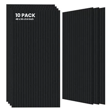 Large Acoustic Panels,48 x 24 x 0.4 Inch Sound Proof Foam Panels 10 Pack Black