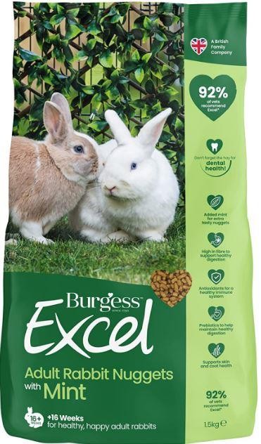 Burgess Excel Adult Rabbit Nuggets With Mint 1.5Kg
