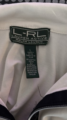 L-RL Ralph Lauren XL Active Top Womens Lg Beige/Black 1/4 Zip Stretch 3/4 Sleeve - Picture 6 of 9