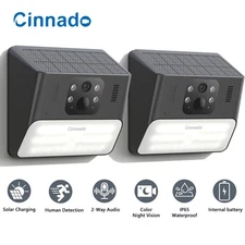 Cinnado Wireless 2K Solar Wall Light Security Camera with Motion Detection 3MP