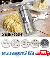Stainless Steel Manual Noodle Pasta Maker Press Spaghetti Kitchen Tool 5 molds
