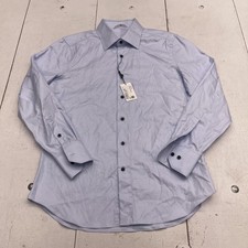 Suitsupply Dress Shirt Mens Medium Blue Solid 100 Cotton Spread Collar